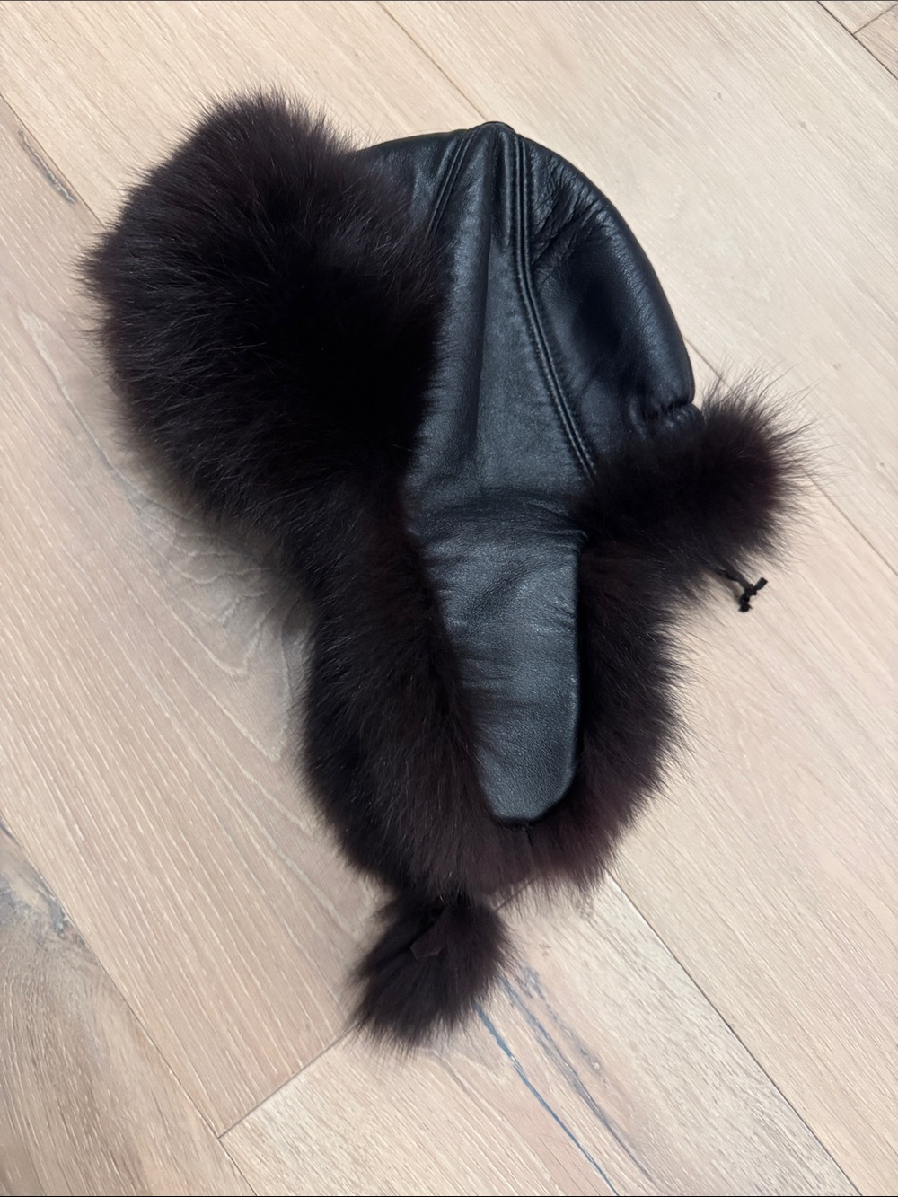Russian winter real leather and fur hat